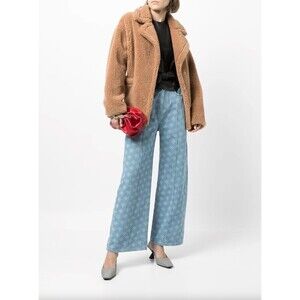 NWT Rokh Wide Leg High Waisted  Monogram print Jeans Sz 2-4 100% Cotton